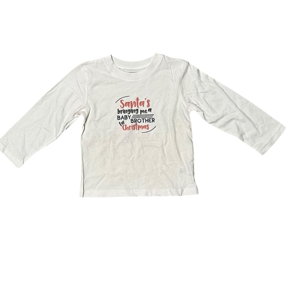 Garanimals 3T Christmas Shirt – “Santa’s Bringing Me a Baby Brother” Long Sleeve